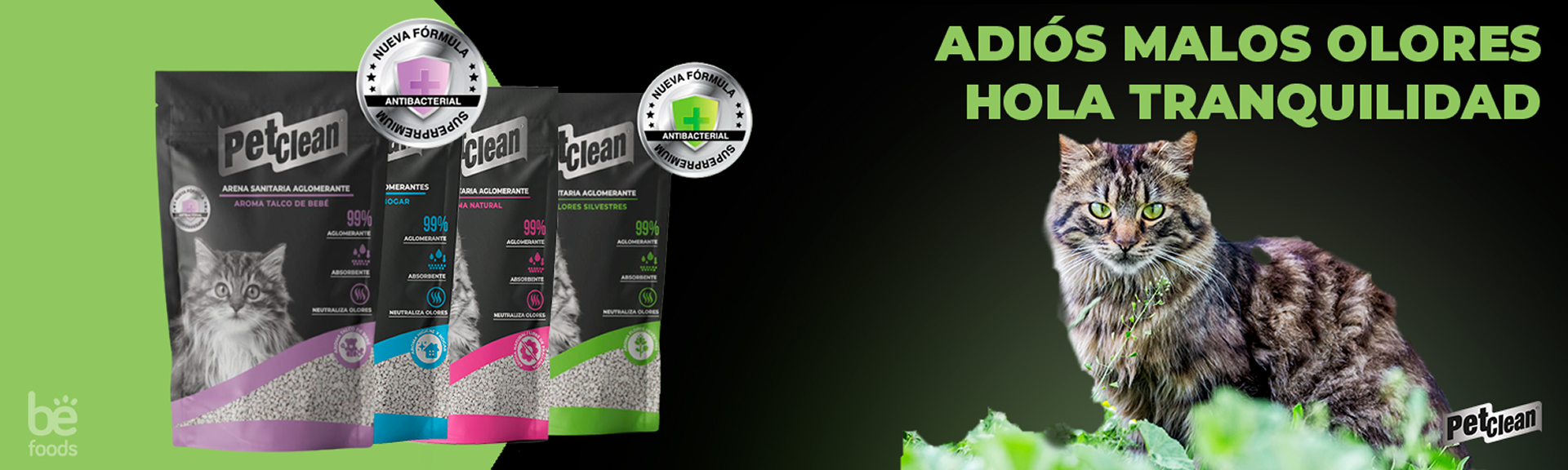 variedad de productos petclean nueva formula antibacterial adios malos olores