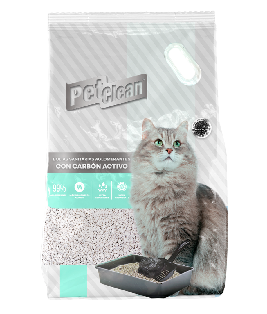 bolitas sanitarias aglomerantes con carbón activo marca petclean